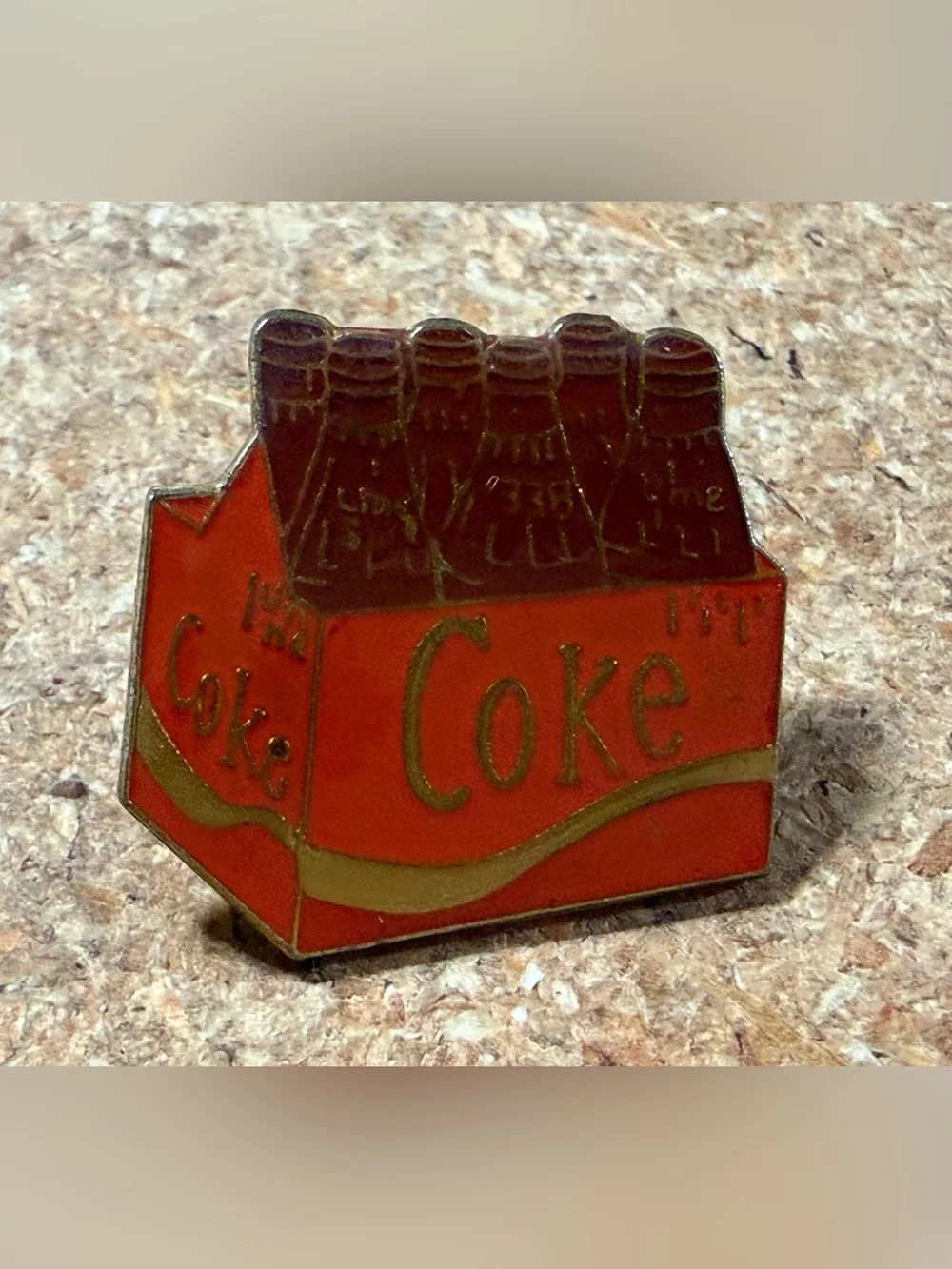 Vintage Coca-Cola Coke 6-Pack Bottles Case Enamel Lapel Hat Pin